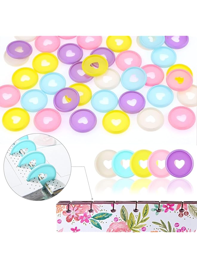 erorex 50Pcs Disc Binding Rings Multicolor Heart Plastic Binder Rings Book Keychain Rings Flexible For Scrapbooking Planners Cards Document Stack Calender Organization School Home Use 5 Colors 35Mm - Image 5