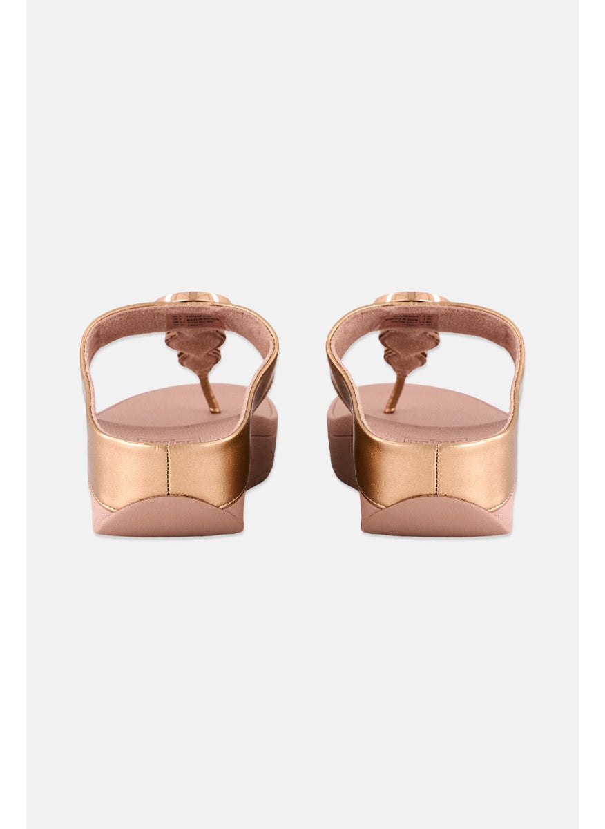 FitFlop Women Halo Bead-Circle Metallic Slip On Sandal, Rose Gold  - Image 2