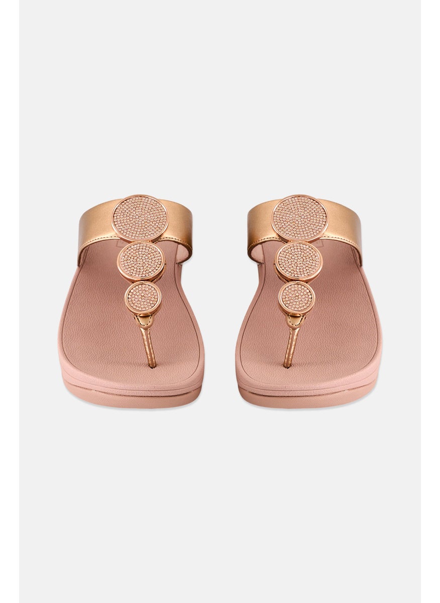 FitFlop Women Halo Bead-Circle Metallic Slip On Sandal, Rose Gold  - Image 4