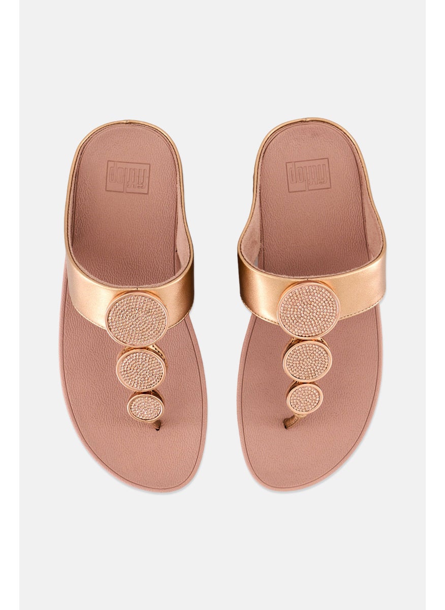 FitFlop Women Halo Bead-Circle Metallic Slip On Sandal, Rose Gold  - Image 3