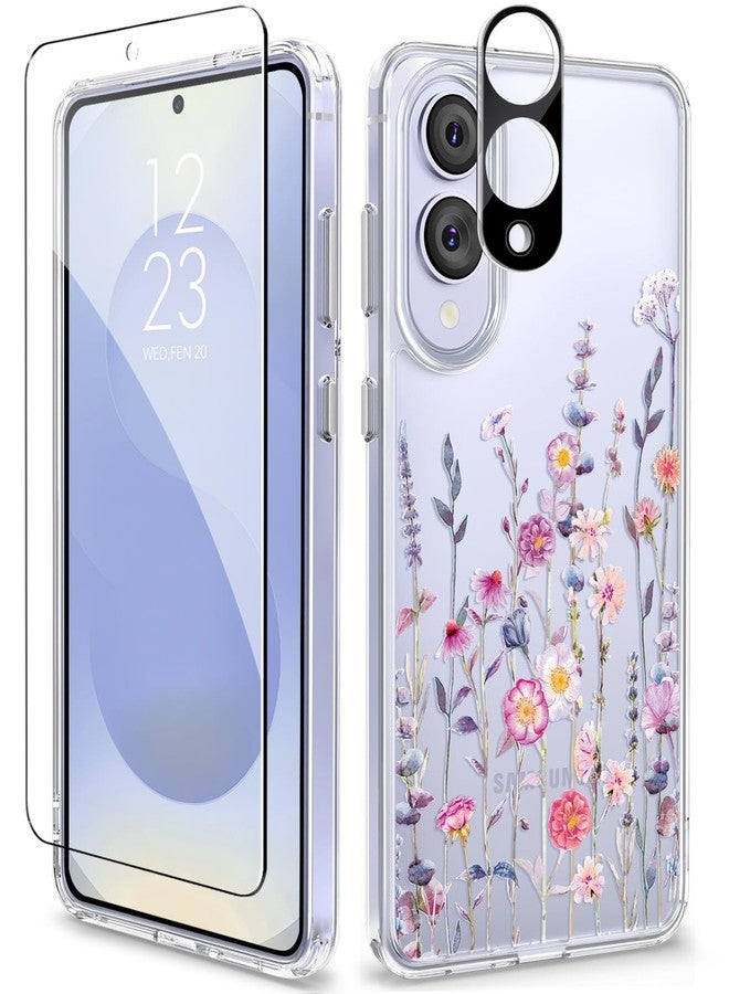 GVIEWIN for Samsung Galaxy S25 Edge Case, with Screen & Camera Lens Protector [Non Yellowing] Floral Clear Slim Bumper Shockproof Protective Women Phone Cover for S25 Edge 6.7", Floratopia/Colorful - Image 1