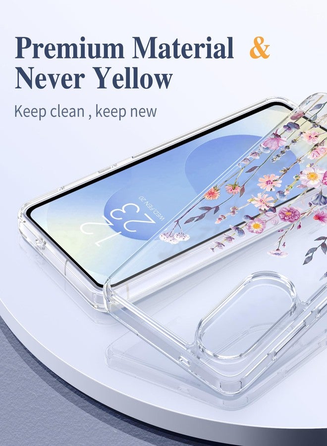 GVIEWIN for Samsung Galaxy S25 Edge Case, with Screen & Camera Lens Protector [Non Yellowing] Floral Clear Slim Bumper Shockproof Protective Women Phone Cover for S25 Edge 6.7", Floratopia/Colorful - Image 3