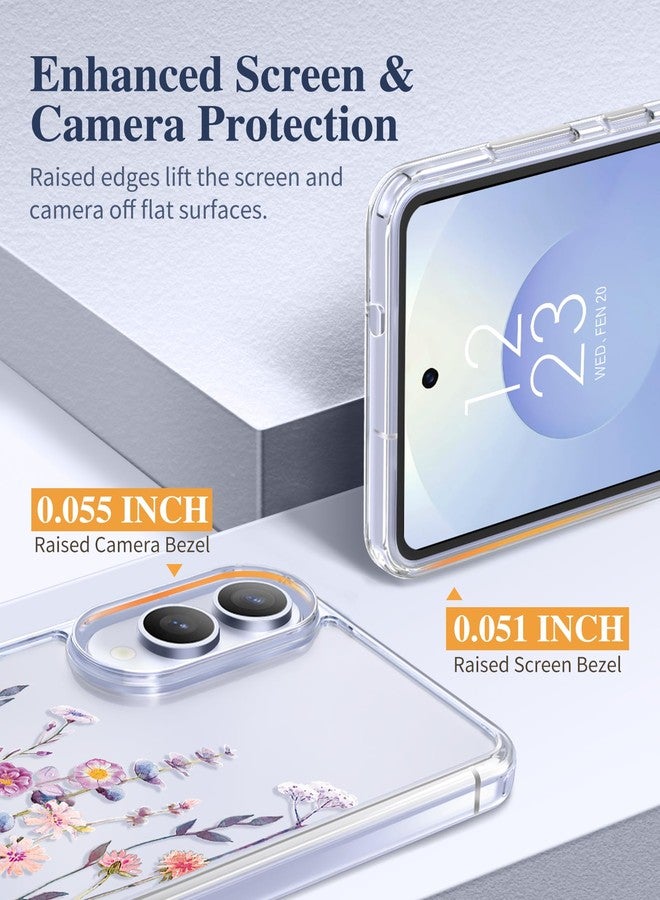 GVIEWIN for Samsung Galaxy S25 Edge Case, with Screen & Camera Lens Protector [Non Yellowing] Floral Clear Slim Bumper Shockproof Protective Women Phone Cover for S25 Edge 6.7", Floratopia/Colorful - Image 5