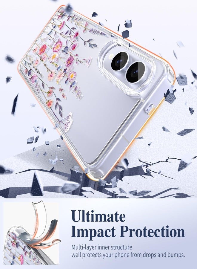 GVIEWIN for Samsung Galaxy S25 Edge Case, with Screen & Camera Lens Protector [Non Yellowing] Floral Clear Slim Bumper Shockproof Protective Women Phone Cover for S25 Edge 6.7", Floratopia/Colorful - Image 4