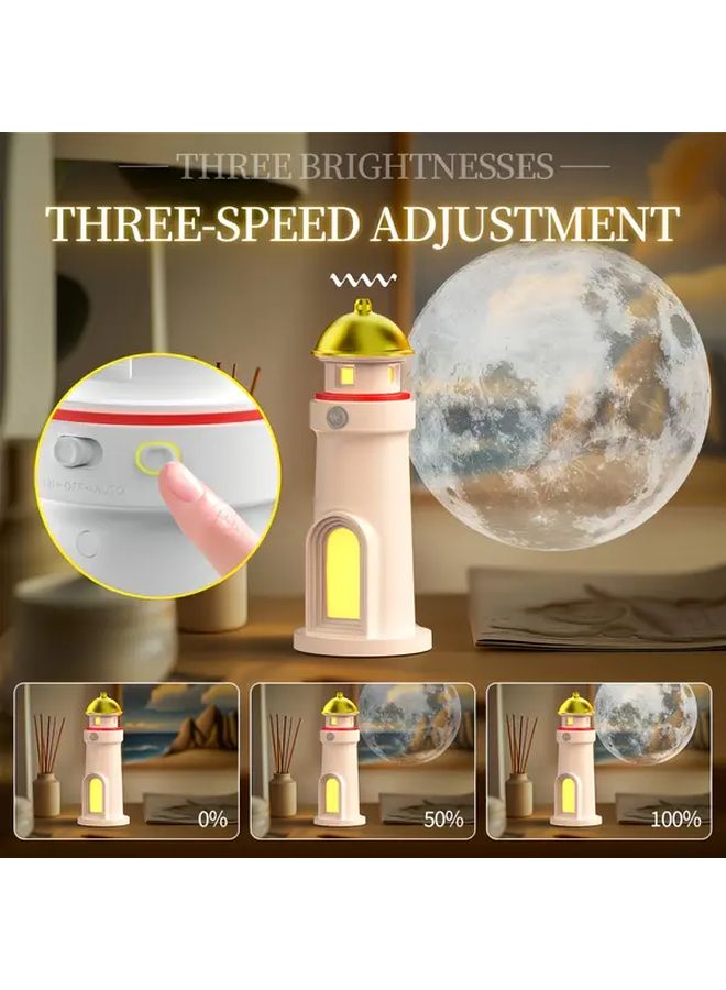 Moon Lighthouse Projector Light With Motion Sensor Adjustable Brightness USB Rechargeable 1pc - Image 4
