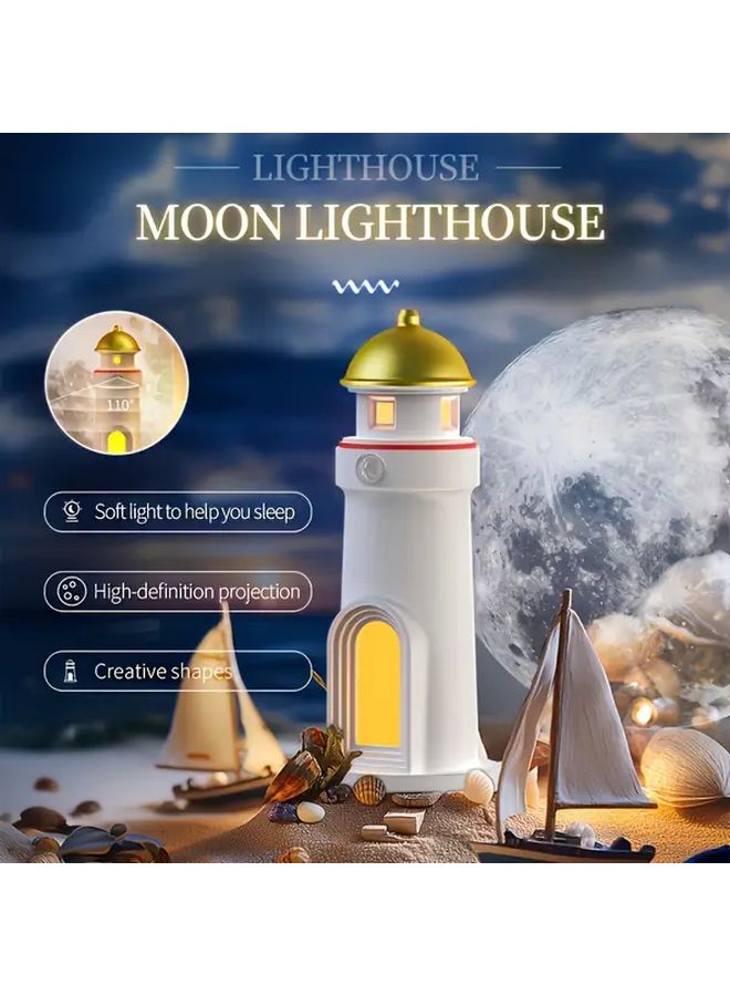 Moon Lighthouse Projector Light With Motion Sensor Adjustable Brightness USB Rechargeable 1pc - Image 2