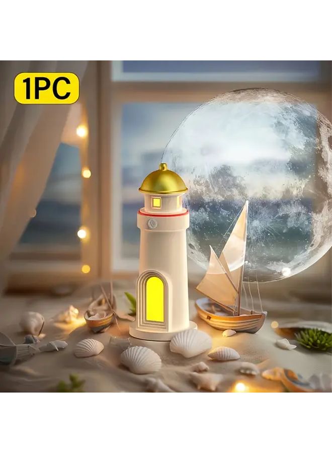 Moon Lighthouse Projector Light With Motion Sensor Adjustable Brightness USB Rechargeable 1pc - Image 1