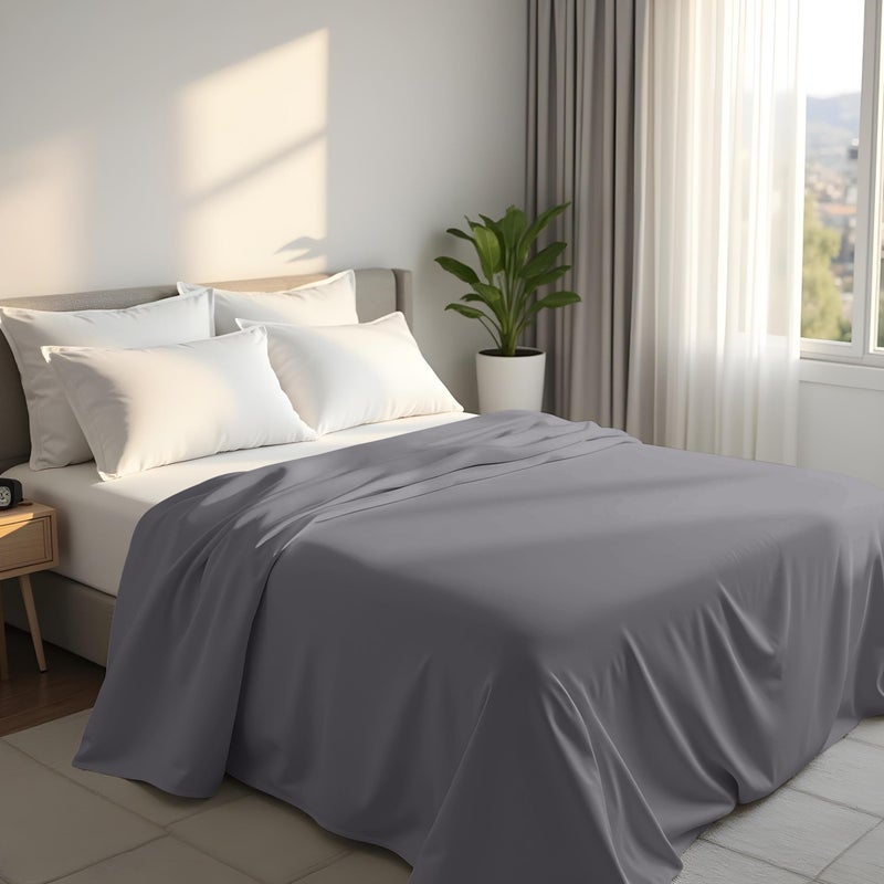 Utopia Bedding  Single Flat Sheet  Easy Care Soft Brushed Polyester  Microfiber Fabric  Wrinkle Shrinkage and Fade Resistant  Grey