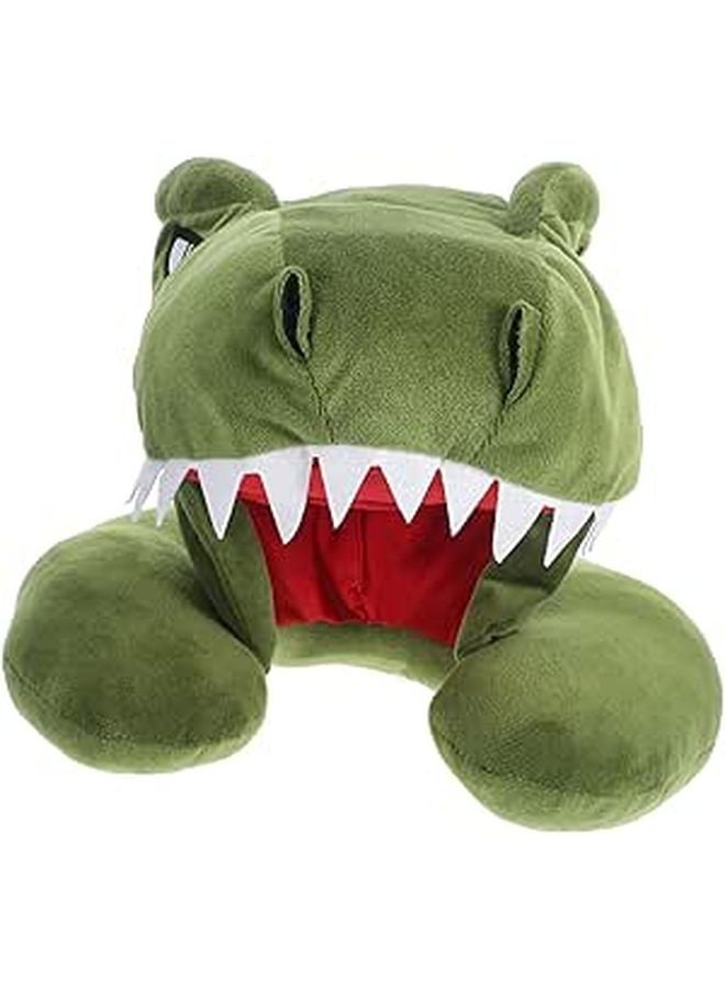 Dinosaur Hooded Plush Travel Neck Pillow Soft Support for Airplane Car Train - Image 1