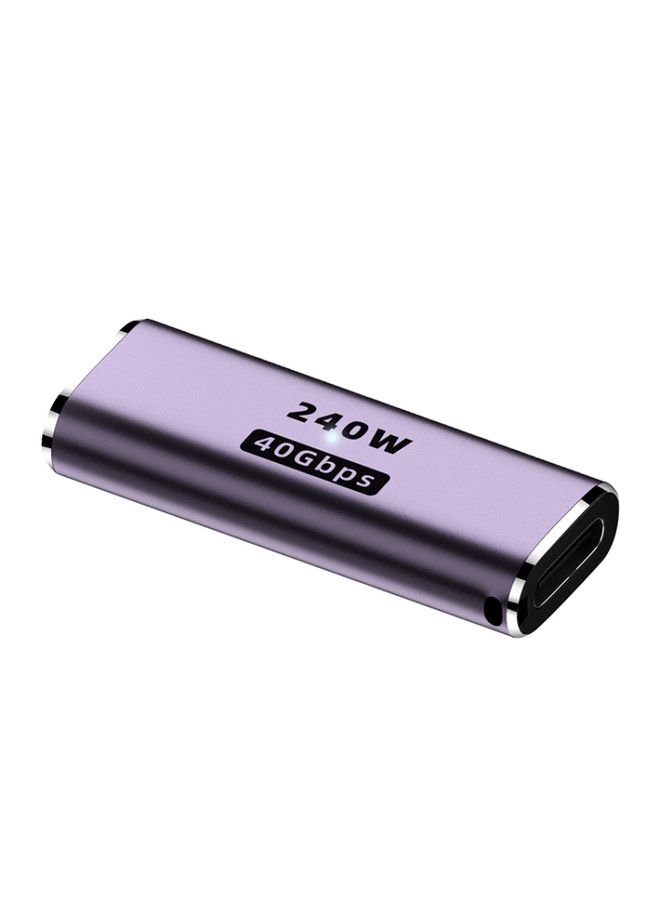 BURAQ 240W USB-C/Type-C Female to USB-C/Type-C Female 40Gbps Straight Adapter with Light - Image 1