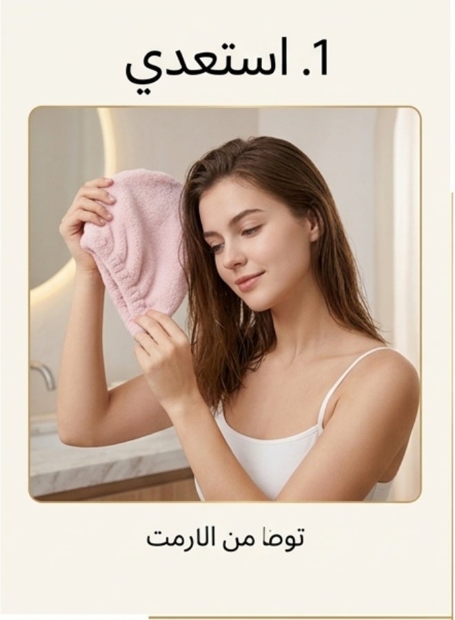 طقم 2 منشفة مايكروفايبر فاخرة سريعة التجفيف – عمامة فائقة الامتصاص بتصميم عملي للعناية اليومية – خفيفة الوزن وناعمة، تساعد على تقليل الهيشان والتقصف – مناسبة للنساء والبنات وجميع أنواع الشعر - Image 2