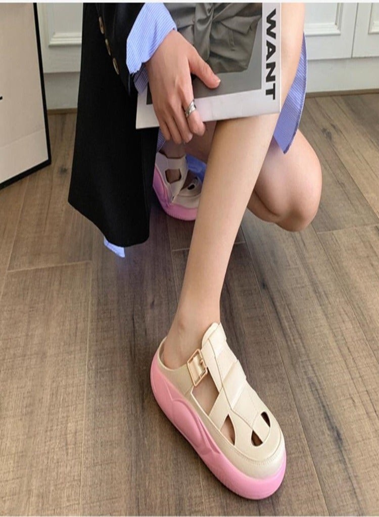 FASHION Women's Closed Toe Half Slippers Summer Slip On Lazy Half Slide Sandals Soft And Comfort Hollow Out This Solid Casual Shoes For Women Freeing Up Your Feet - Image 4