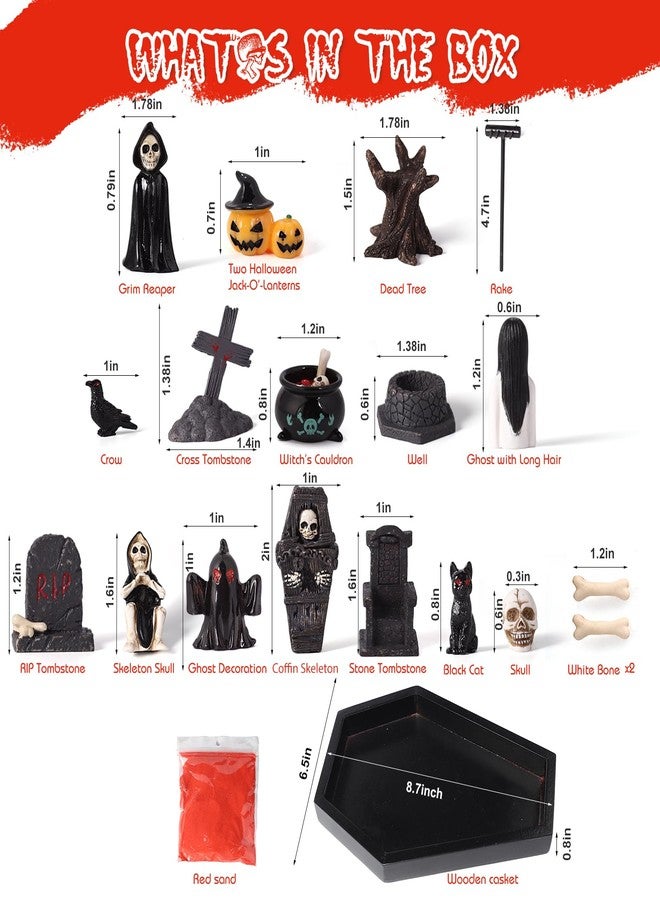 Funsky Coffin Zen Garden for Desk,Mini Zen Garden Kit Goth Accessories for Office Spooky Witchy Fantasy Whimsigoth Home Room Decor,Halloween Miniatures Town Village Horror Figurines Decorations Gift - Image 2