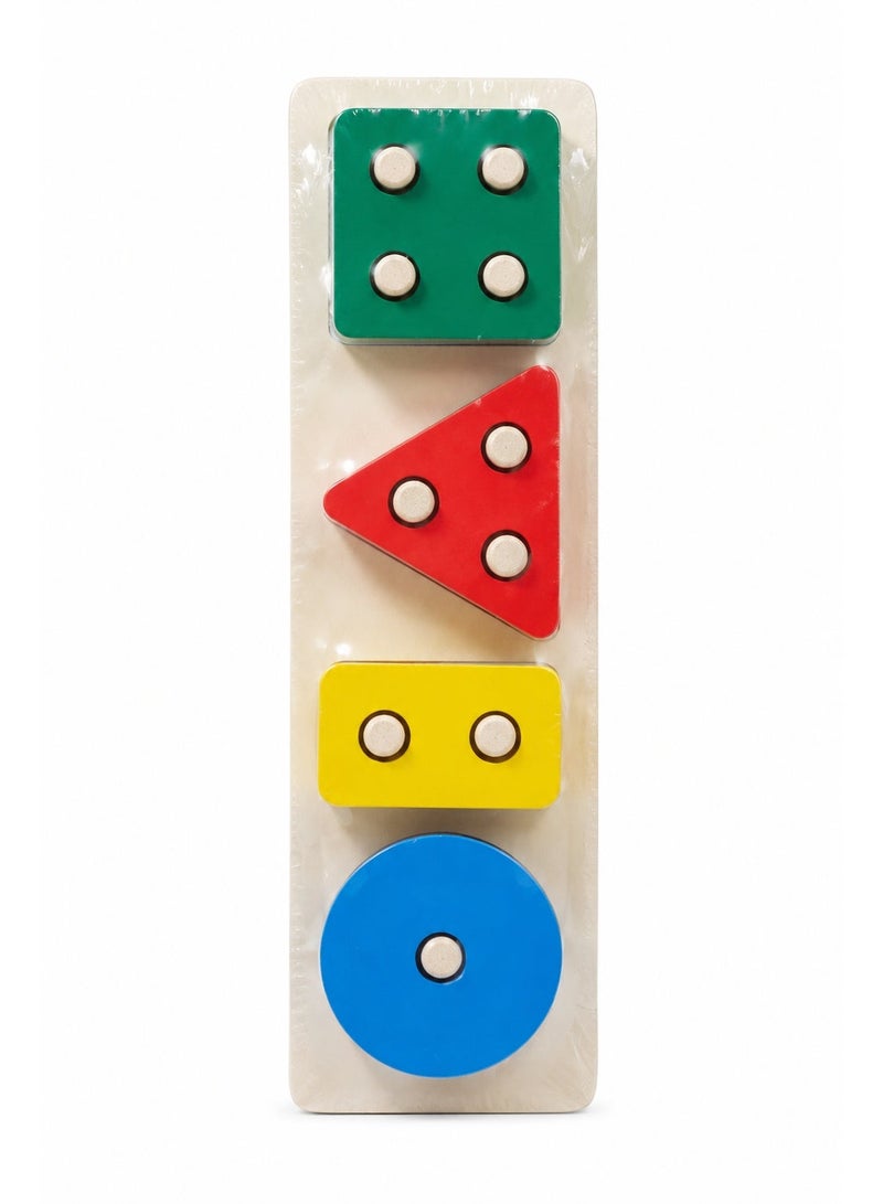2 Pcs Montessori Wooden Shape Sorter Stacker Toy – Kids Educational Color & Shape Matching Puzzle Board, Fine Motor Skills Learning Toy, 20x6 cm Each - Image 2