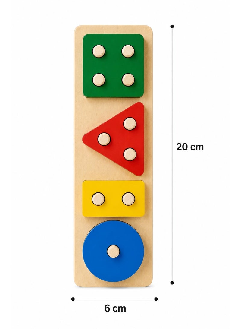 2 Pcs Montessori Wooden Shape Sorter Stacker Toy – Kids Educational Color & Shape Matching Puzzle Board, Fine Motor Skills Learning Toy, 20x6 cm Each - Image 1