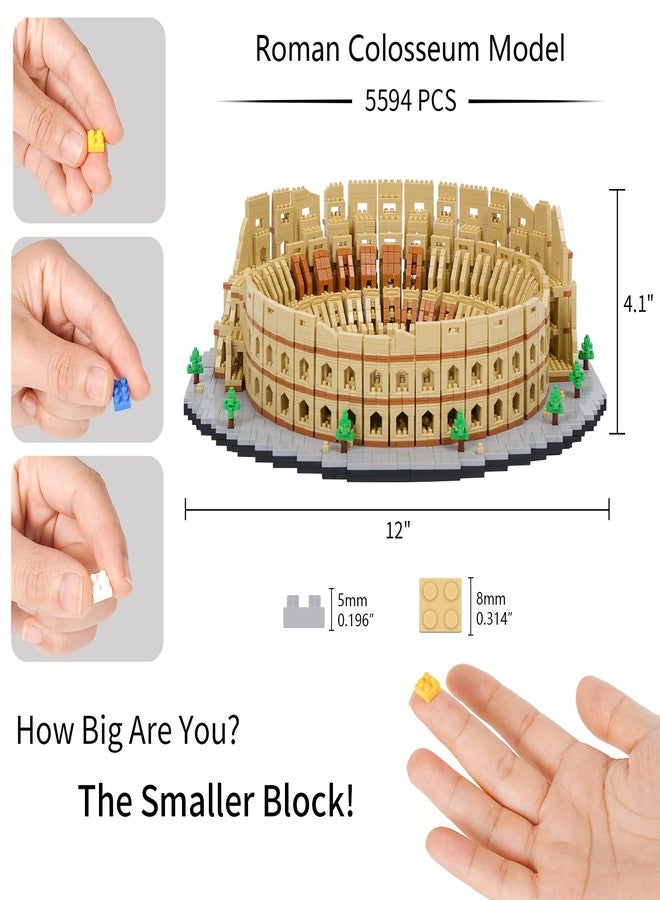 Geniteen Building Blocks Set Roman Colosseum Model Micro Building Blocks 5594 PCS Famous Architecture Model Mini Building Kit, Gift for Kids and Adults - Image 3