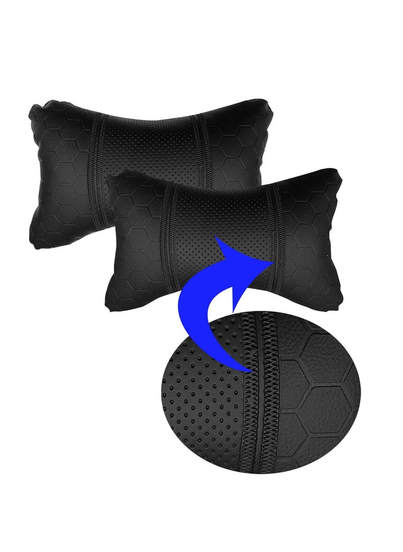 Adroitz Adroitz Black Car Cushion in Football Design Material Leatherette Pair of 2_178  - Image 3