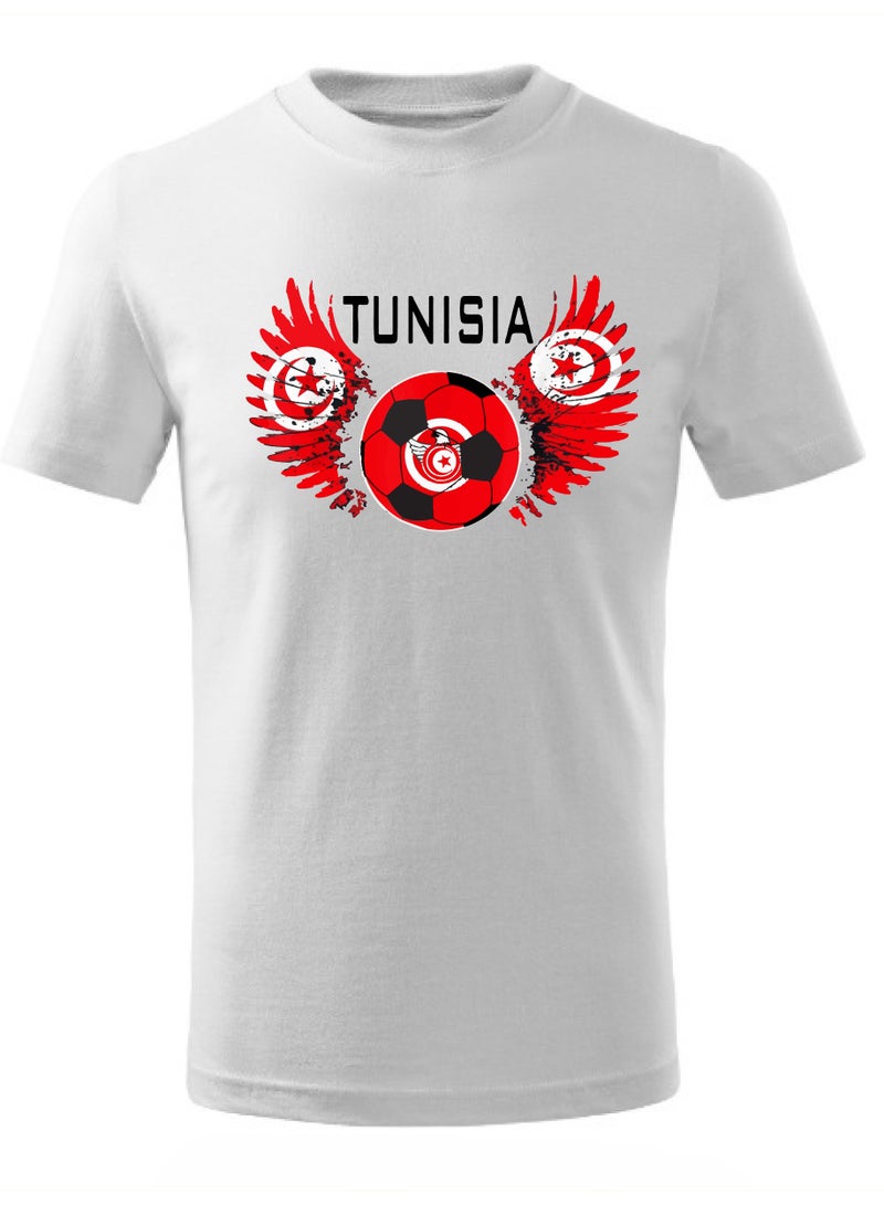 Tunisia Football Team World Fans printed T shirts Supporting The Team Football Team Jersey T shirts For Men | Women | Kids to win the cup (White)  - Image 1