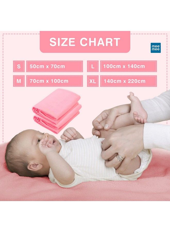 mee mee ملاءة حماية سرير من القطن المقاوم للماء وقابلة لإعادة الاستخدام؛ حصيرة فائقة الامتصاص؛ ملاءات جافة؛ ملاءة بول؛ حصيرة جافة (وردي صغير) (50 سم × 70 سم) - Image 5