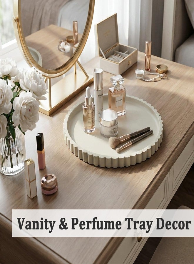 HighHerz Silicone Bathroom Tray Round Vanity Tray (Khaki, 9 inch) - Image 3