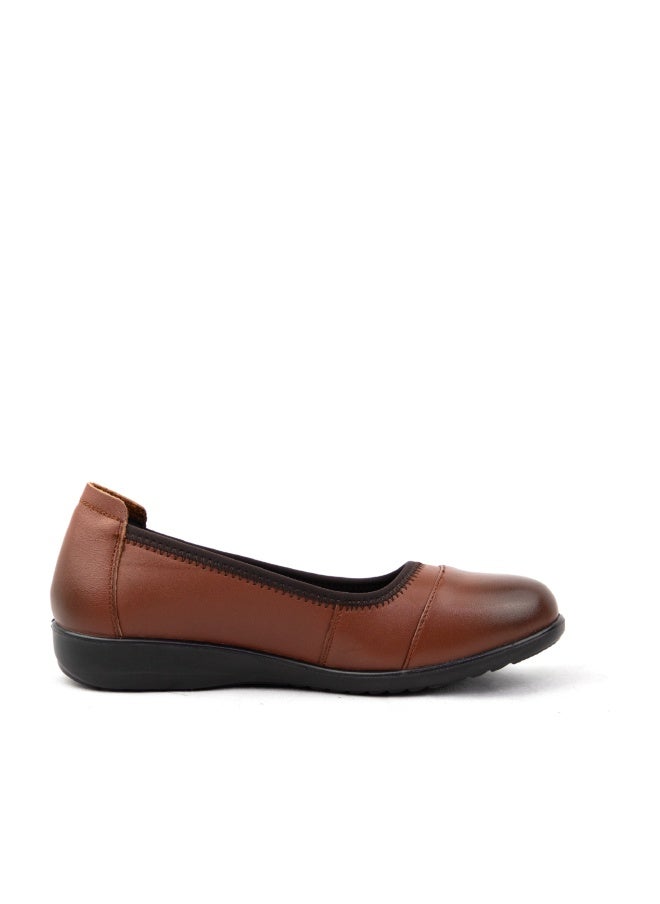 Gladiator GL 5010-3 Women’s Genuine Leather Comfort Flats – Brown | Office & Formal Wear Shoes - Image 1