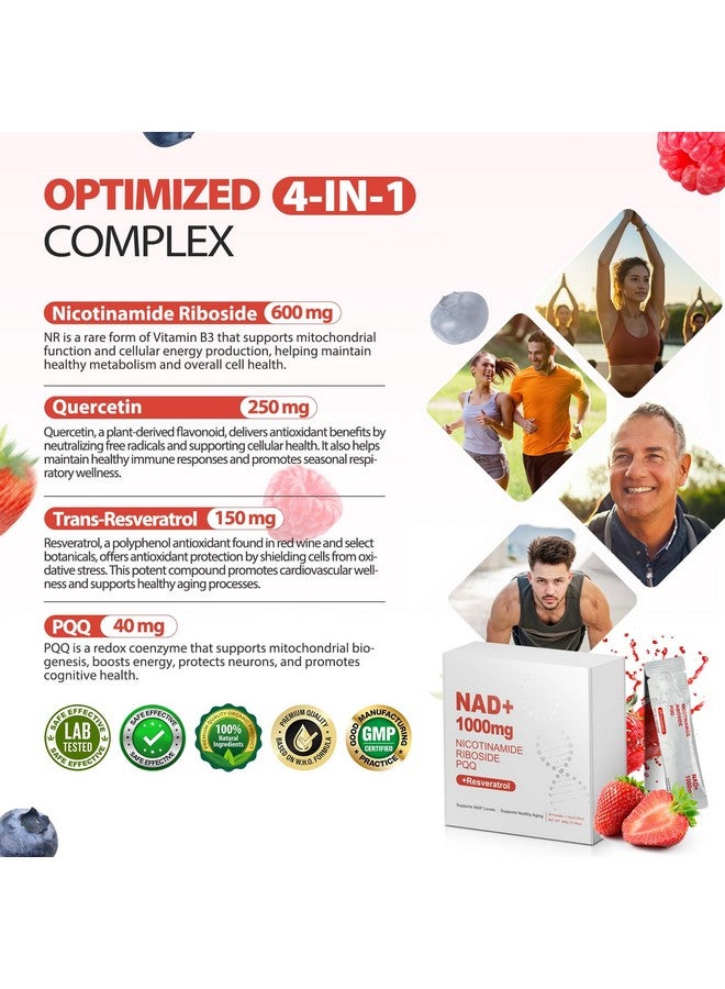 NAD Liquid Supplement, NAD+ Liquid Supplement 1000mg - with Nicotinamide Riboside, Resveratrol & Quercetin - Advanced NAD Supplements for Anti-Aging, Energy & Focus - 30 Packs - Image 4