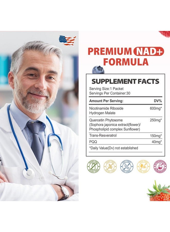 NAD Liquid Supplement, NAD+ Liquid Supplement 1000mg - with Nicotinamide Riboside, Resveratrol & Quercetin - Advanced NAD Supplements for Anti-Aging, Energy & Focus - 30 Packs - Image 3