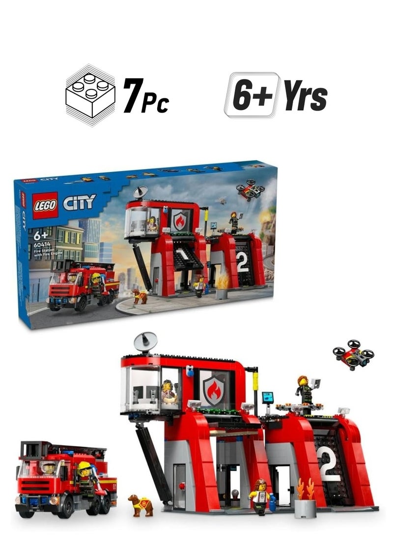 Lego City Fire Station With Fire Truck Building Playset 60414 - Image 1