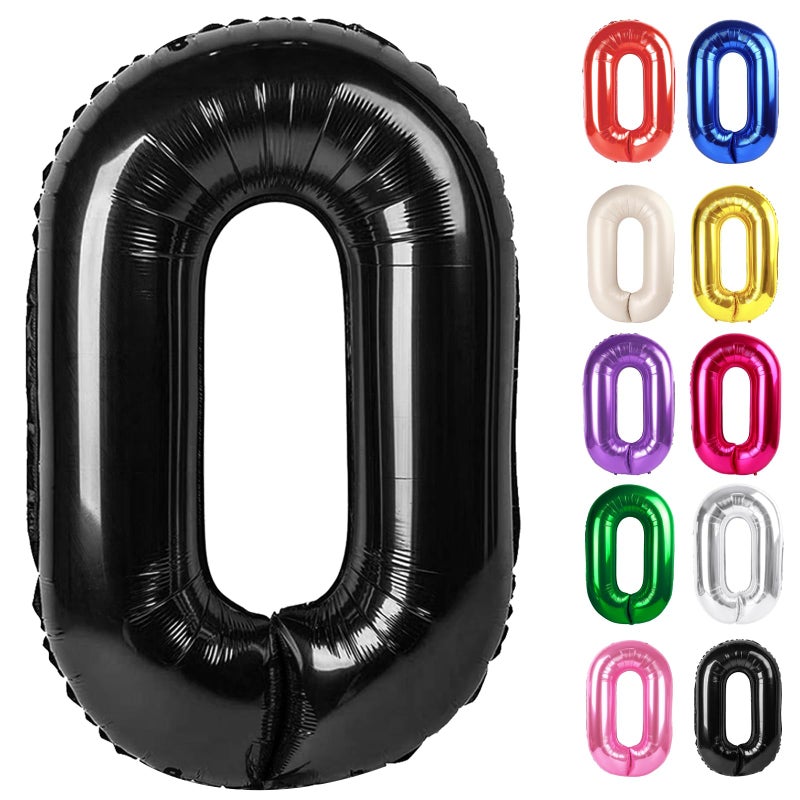 IWERP Black Number 0 Balloon 40 Inch, 0 Balloon Numberfor 10th 20th 30th 40th 50th 60th Birthday Decorations, Black Party Supplies for Men Women - Image 1