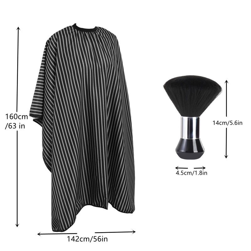 YELEGAI Professional Hair Cutting Cape with Neck Duster Brush, Large Size Salon Hairdresser Cape for Men, Women and Kids(Black With White Stripes) - Image 2