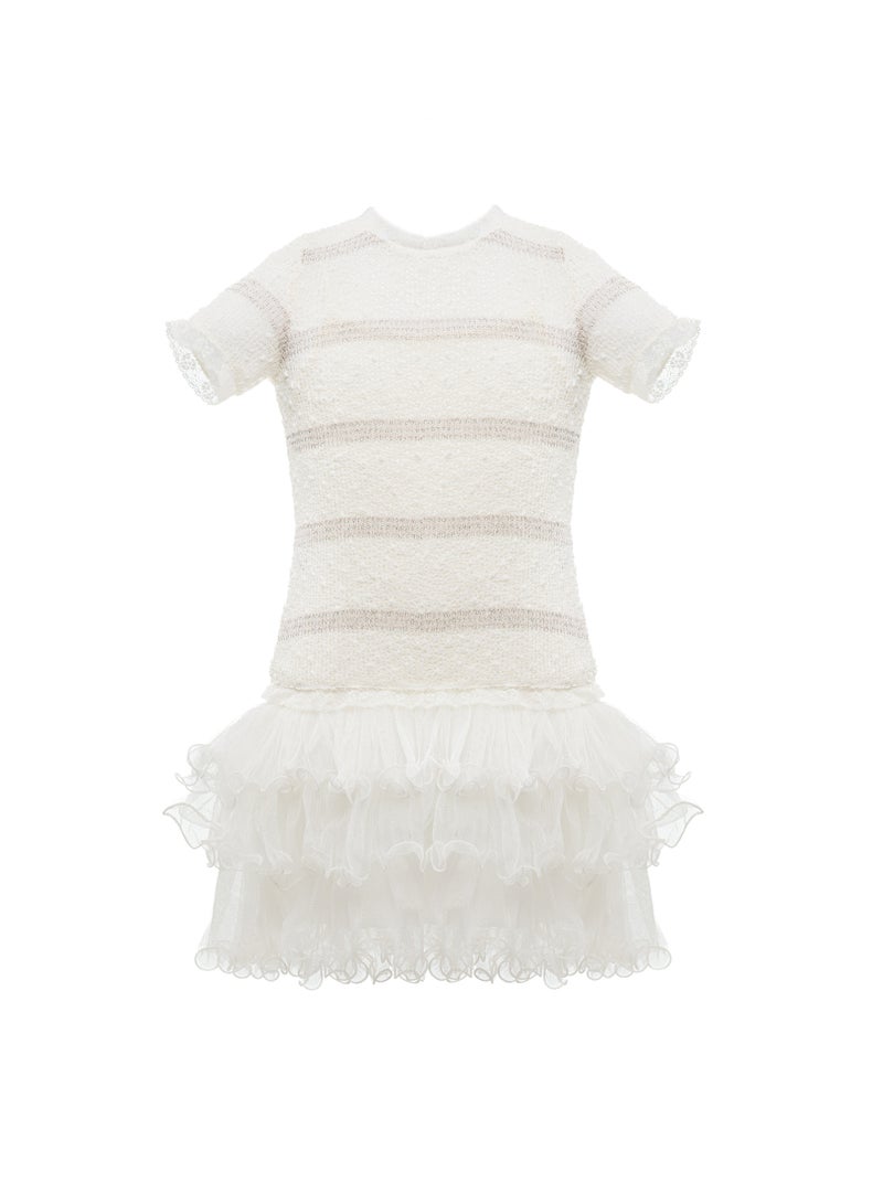 Queen FRILL Silver  WHITE Girls Party Dress, Princess Dress Party Wear Wedding Evening Formal Pageant Dance Gown for Birthday Kid Girls Elegant - Image 2