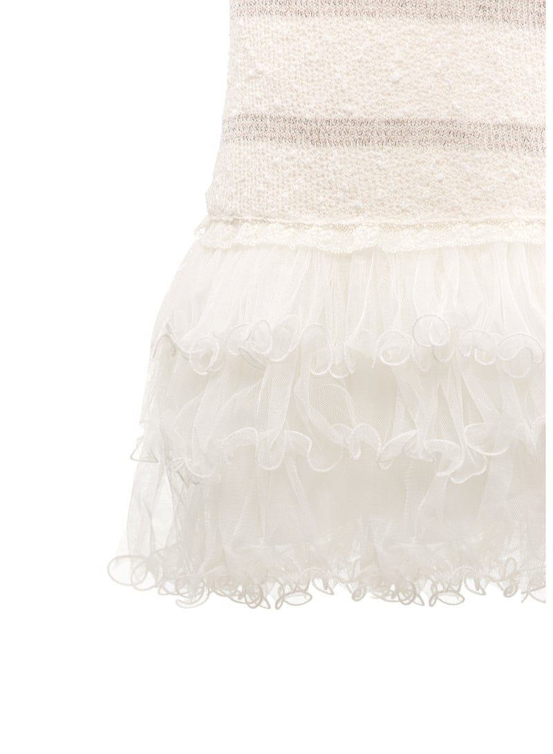 Queen FRILL Silver  WHITE Girls Party Dress, Princess Dress Party Wear Wedding Evening Formal Pageant Dance Gown for Birthday Kid Girls Elegant - Image 5