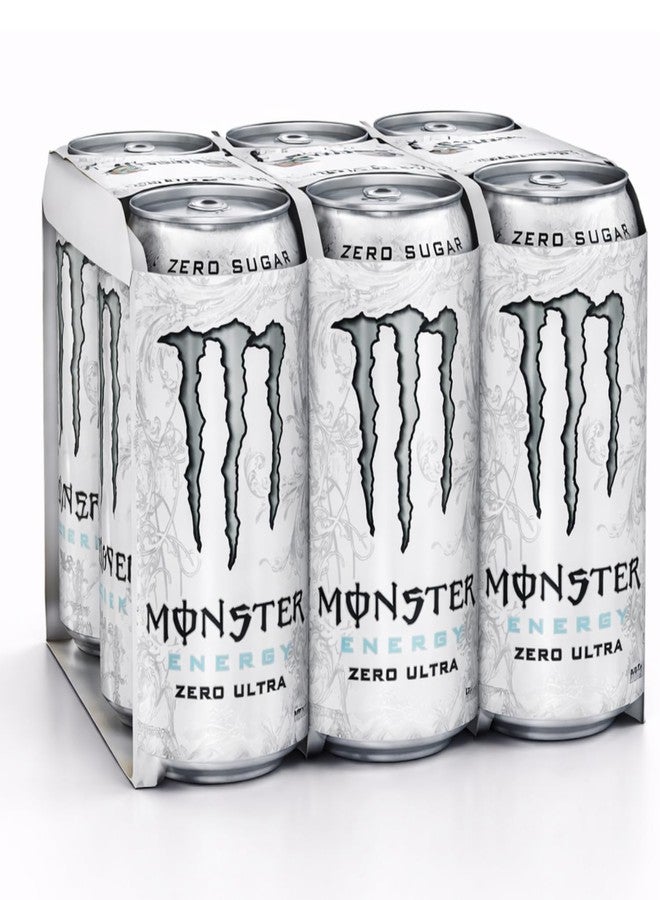 Monster Energy Zero Ultra White Drink (Pack of 6) 500ml By COUGAR | Zero Sugar Refreshing Energy Beverage | Light Flavor with Smooth Taste | Carbonated Energy Drink for Focus & Performance | Ready to Drink Can for Daily Boost – (Imported-USA) - Image 1