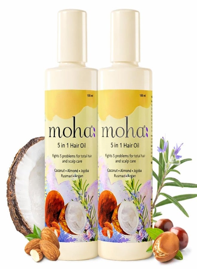 موها: زيت موها الأيورفيدي للشعر 5 في 1 لنمو الشعر والتحكم في تساقطه، مثبت سريريًا للحد من قشرة الرأس، 100 مل (عبوة من قطعتين) - Image 1
