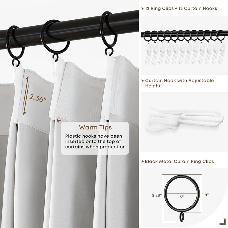INOVADAY INOVADAY Pinch Pleated Curtains Blackout  Curtains 105 Inches 2 Panels Set  100% Blackout Curtains for Bedroom Thermal Insulated Linen Pinch Pleat Blackout Drapes with Hooks W40 x L105  Beige White  - Image 5
