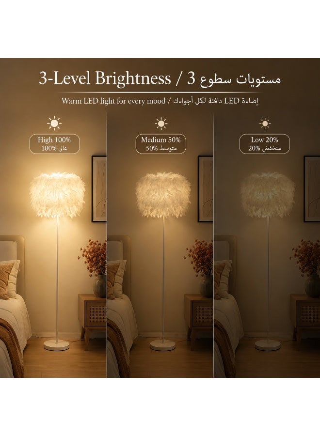 GroveMade Floor Lamp LED Standing Lamp Feather Floor Lamp Decorative Reading Light for Living Room Bedroom Home Office Home Decor - Image 5