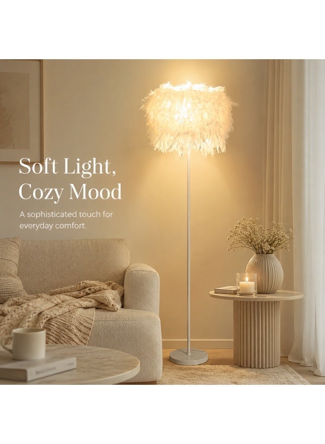 GroveMade Floor Lamp LED Standing Lamp Feather Floor Lamp Decorative Reading Light for Living Room Bedroom Home Office Home Decor - Image 1