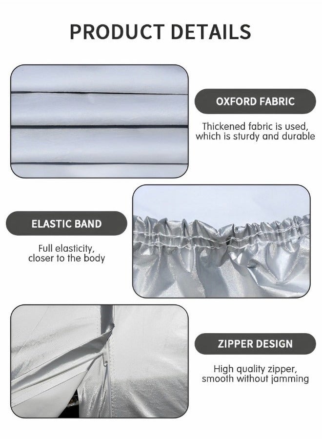 Multi-Layers Car Cover Waterproof All Weather for Automobiles, Outdoor Full Cover Windproof, Sand proof, Rain proof, UV proof Car Covers with Zipper Door Car Protection White, YXL - Image 3