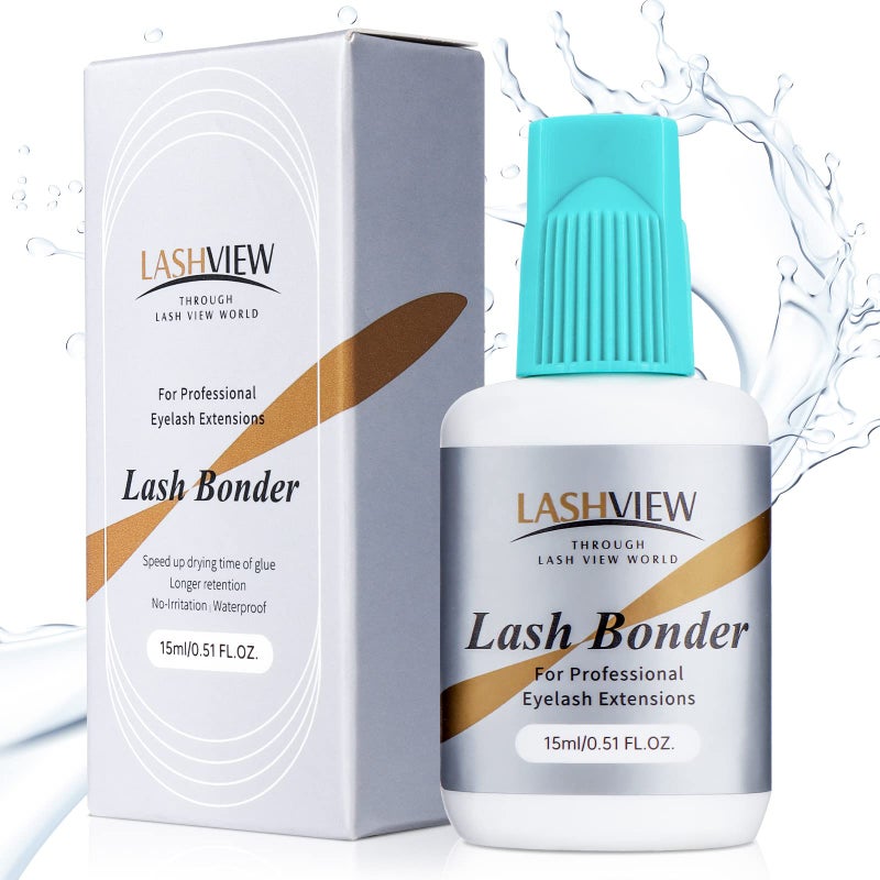 LASHVIEW لاصق لتمديد الرموش من لاشفيو، مثبت للرموش، معجل للصمغ، مثبت فائق لطول الاحتفاظ، منخفض التهيج، مقاوم للماء والزيت، يزيد من احتفاظ الرموش بنسبة تصل إلى 30% (15 مل) - Image 1