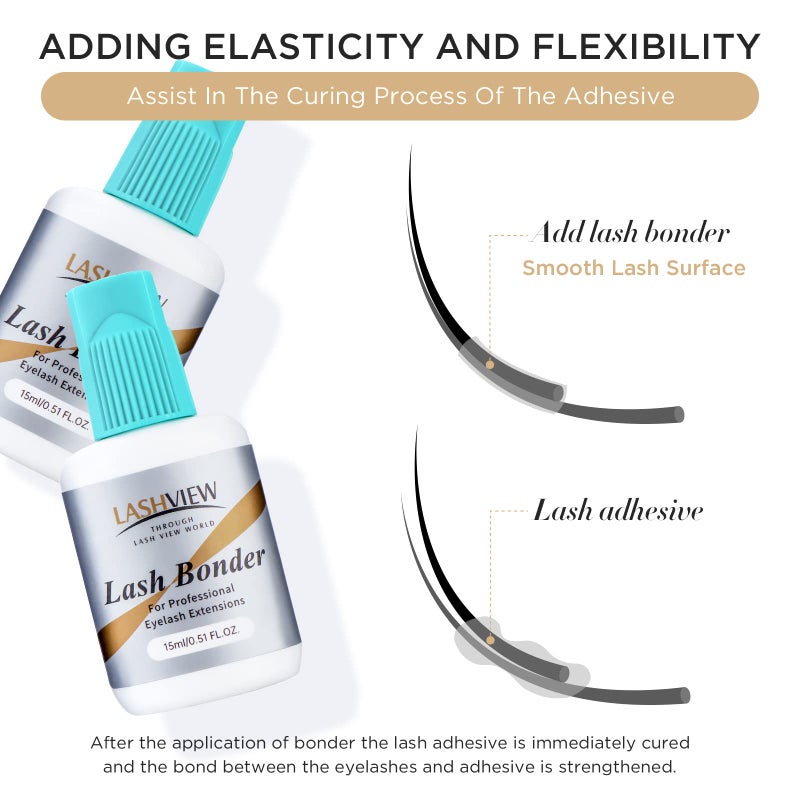 LASHVIEW لاصق لتمديد الرموش من لاشفيو، مثبت للرموش، معجل للصمغ، مثبت فائق لطول الاحتفاظ، منخفض التهيج، مقاوم للماء والزيت، يزيد من احتفاظ الرموش بنسبة تصل إلى 30% (15 مل) - Image 3