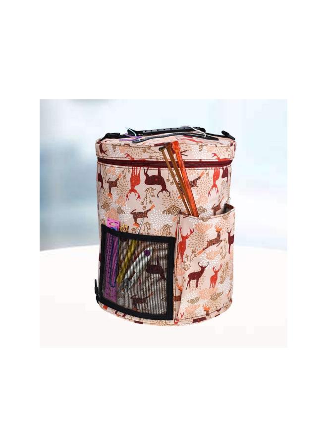 klarako 32.5x32.5cm Printed Wool Storage Bag DIY Crochet Storage Organizer Bag Knitting Yarn Ball Holder for Protecting Wool and Prevent Tangling - Sika Deer - Image 3