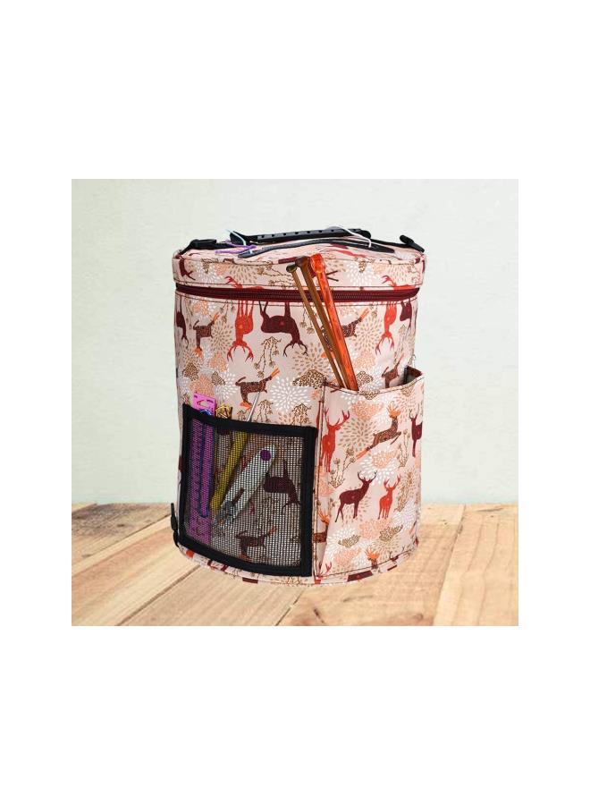 klarako 32.5x32.5cm Printed Wool Storage Bag DIY Crochet Storage Organizer Bag Knitting Yarn Ball Holder for Protecting Wool and Prevent Tangling - Sika Deer - Image 2