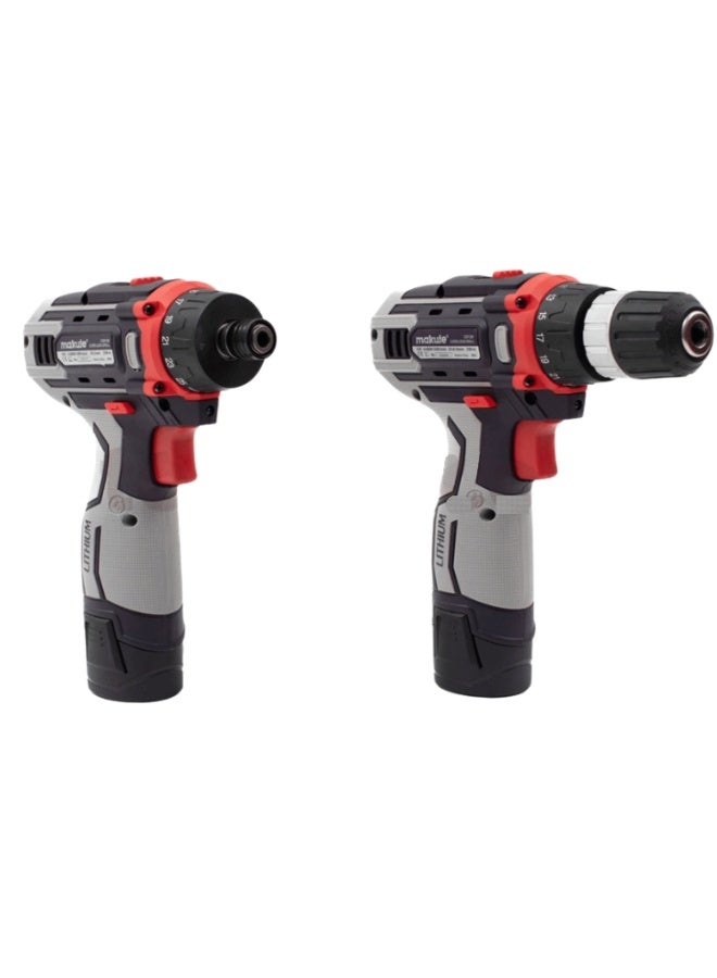 makute Cordless Drill & Screwdriver Set 12V Ni-Cd 1.3Ah with 2 Batteries, Charger & Carrying Case – Professional Power Tools Kit for Home & DIY Projects – Model P2-DC01-2B - Image 4