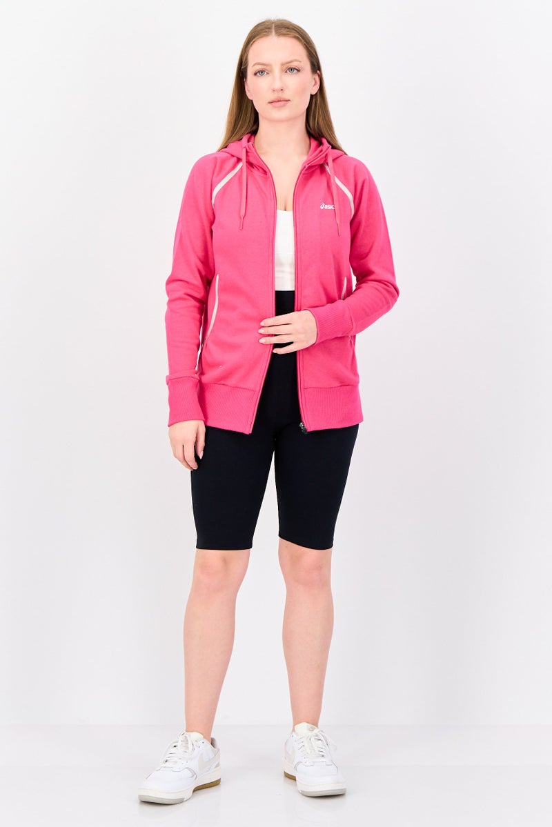 asics Women Sportswear Fit Long Sleeve Outdoor Hoodie, Fuchsia - Image 4