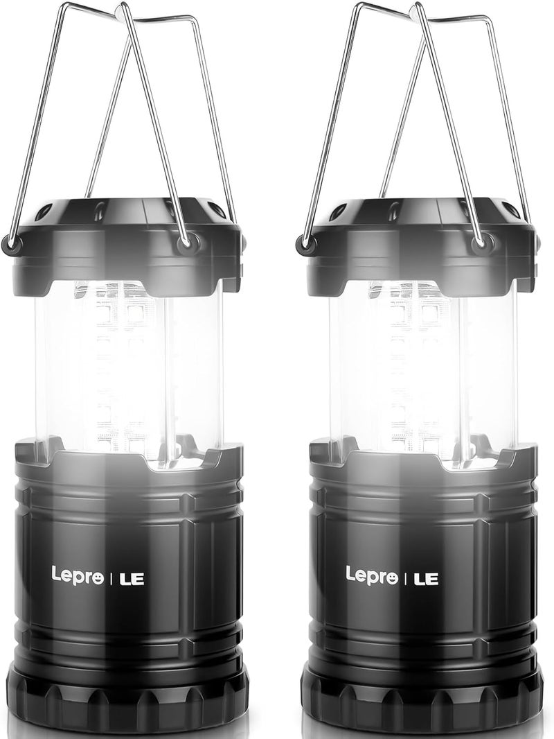 Lepro LED Camping Lanterns Battery Powered, Collapsible, IPX4 Water Resistant, Outdoor Portable Lights for Emergency, Hurricane, Storms and Outages - Image 1
