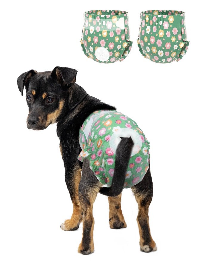 Pet Soft Dog Diapers Female, Disposable Female Dog Diaper, Doggie Diapers for Cat Puppy with Adjustable Foam Tail Hole(Green,12S) - Image 1