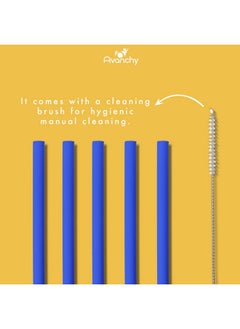 Avanchy Reusable Silicone Straws For Toddlers & Kids 5 Pcs Flexible Short Drink 5" Straws Bpa Free Baby Cupflexible Safe Fun Cute Thin For Chewing With Bendable Brush (Gray)  - Image 5