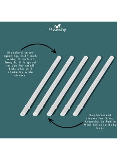 Avanchy Reusable Silicone Straws For Toddlers & Kids 5 Pcs Flexible Short Drink 5" Straws Bpa Free Baby Cupflexible Safe Fun Cute Thin For Chewing With Bendable Brush (Gray)  - Image 3