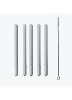 Avanchy Reusable Silicone Straws For Toddlers & Kids 5 Pcs Flexible Short Drink 5" Straws Bpa Free Baby Cupflexible Safe Fun Cute Thin For Chewing With Bendable Brush (Gray)  - Image 1