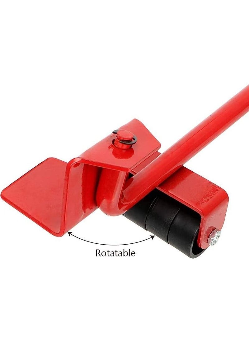 5 Pcs Set Furniture Lifter,Upgrade Mover Tool Set,Heavy Furniture Appliance Moving & Lifting System With 1 Lifting Rod And 4 Packs 360 Degree Rotatable Furniture Slides Kit